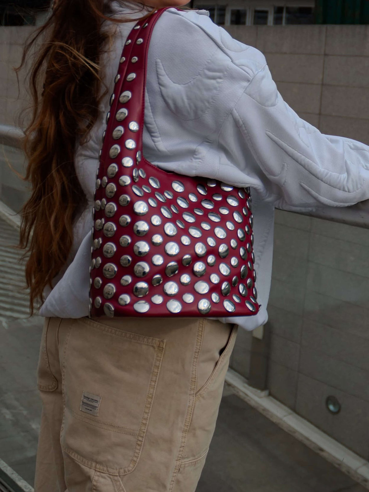 Seame - Alva Studded Bucket Bag Red Regular