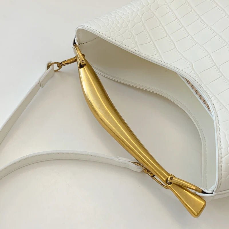 SEAME - Anya Elegant Crocodile Pattern Handbag for Women - Versatile Top - Handle & Crossbody Bag Black