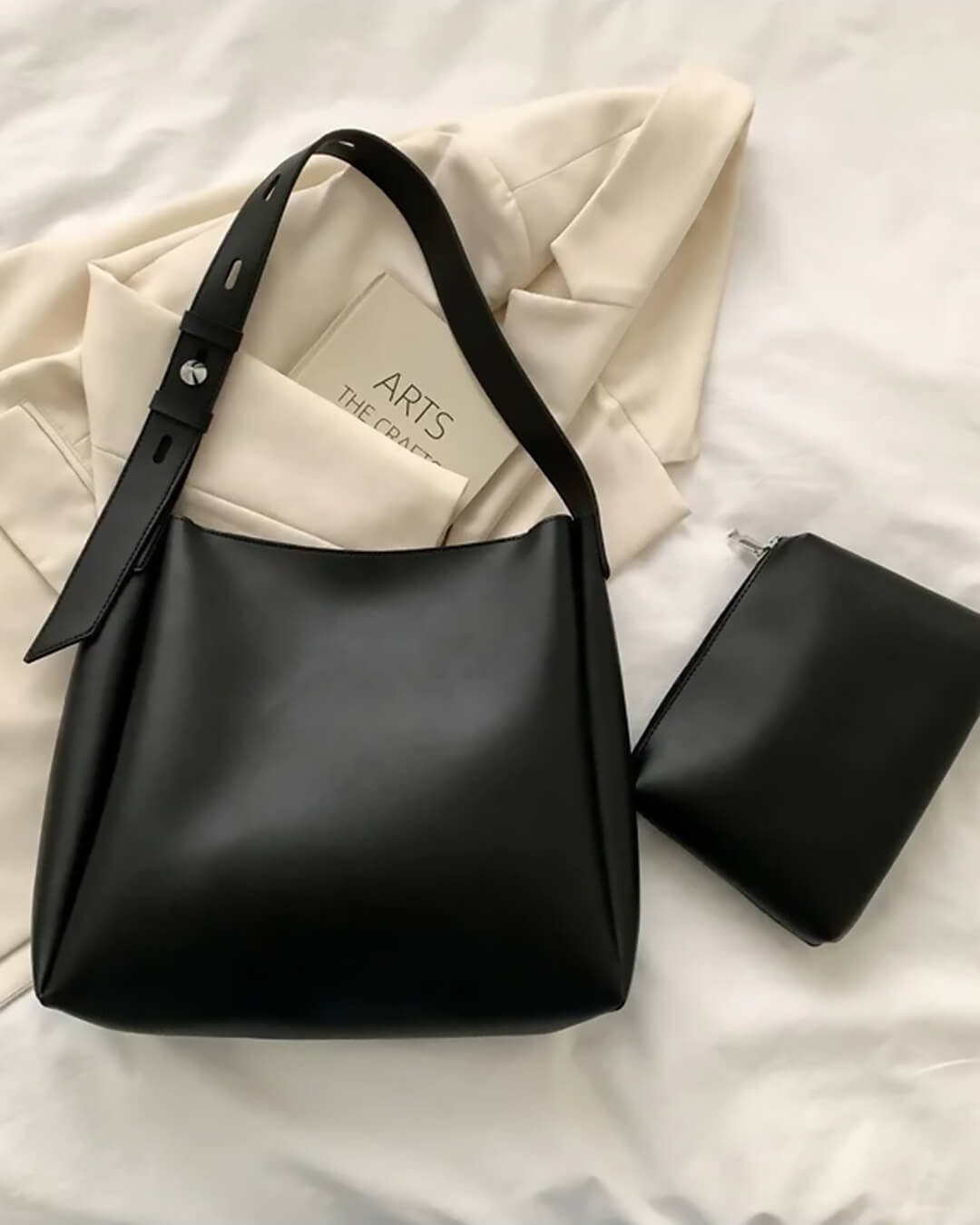 SEAME - Cynthia Vegan Leather Shopper Bag Black Regular