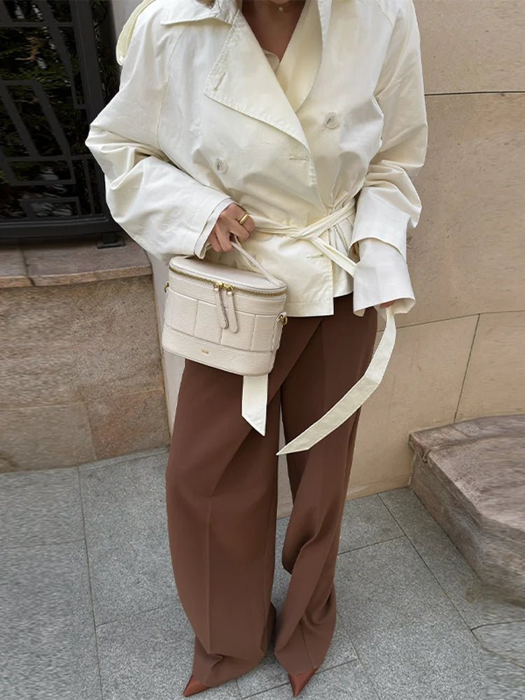 SEAME - Dominique Stand Collar Trench Coat White M
