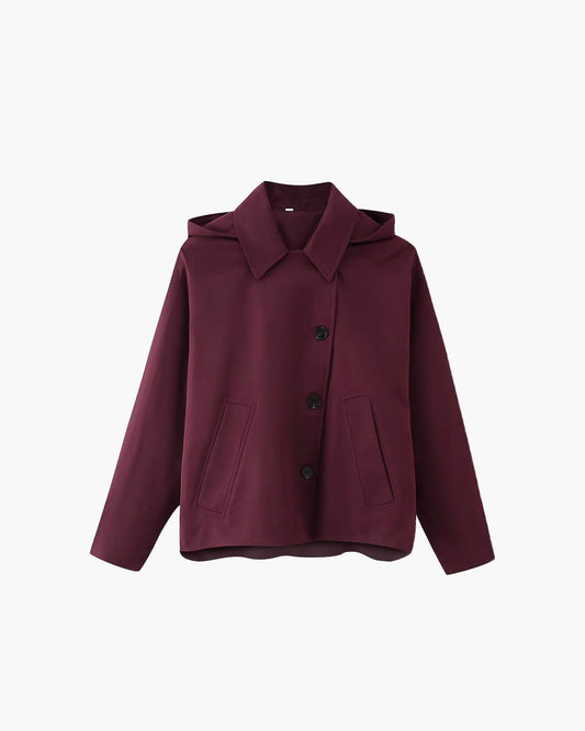 SEAME - Eleanor Hooded Trench Coat Burgundy L
