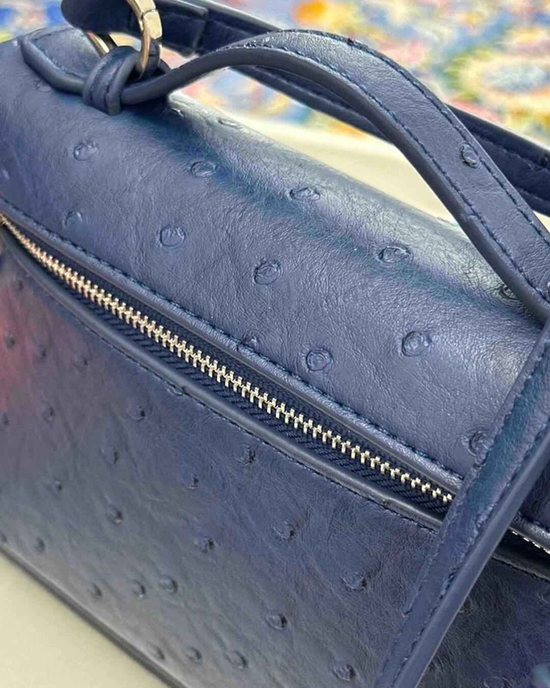 SEAME - Felicia Ostrich inspired Leather Vanity Bag Brown Regular