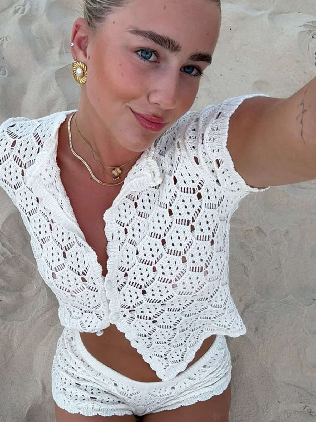 Seame - Glenda Crochet Set White S