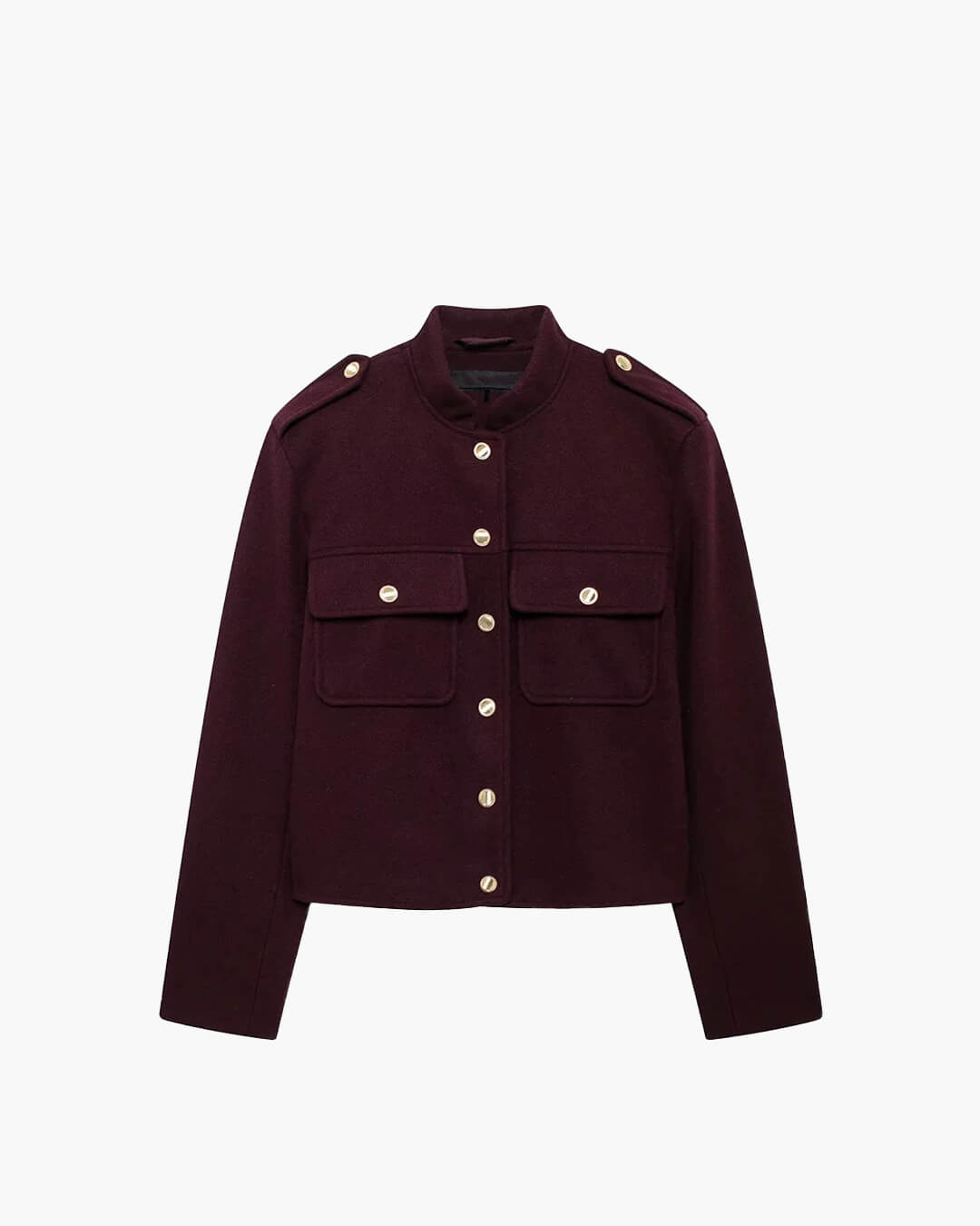 SEAME - Leah Bomber Jacket with Golden Details Burgundy XS