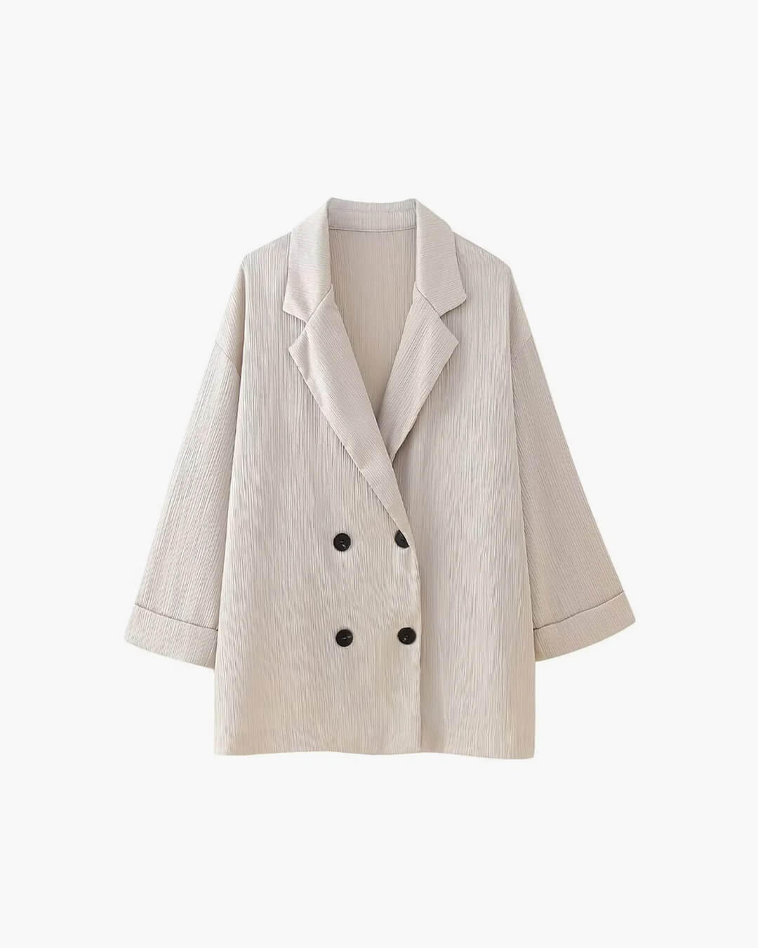 SEAME - Lisa - Women's Satin elegant Suit Set with Double - Breasted Jacket & Pants for Autumn Winter Beige L