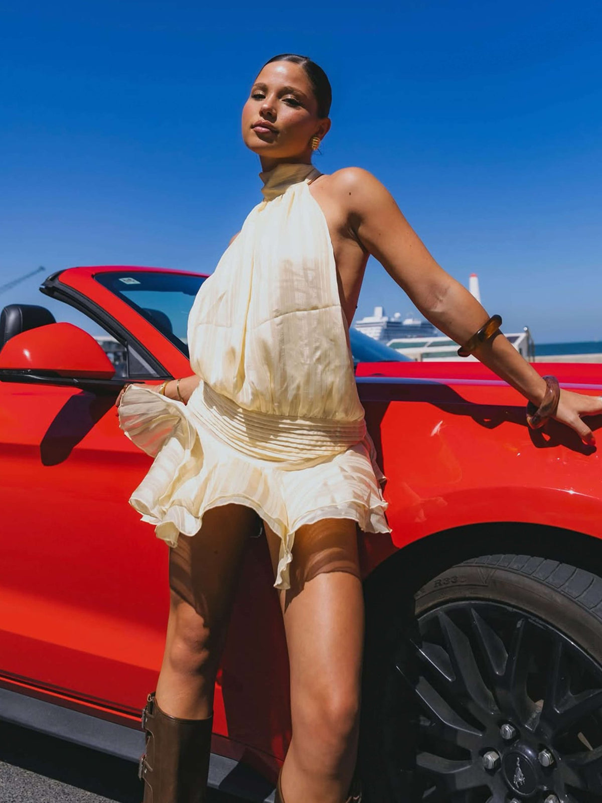 Seame - Loren Mini Dress Apricot S