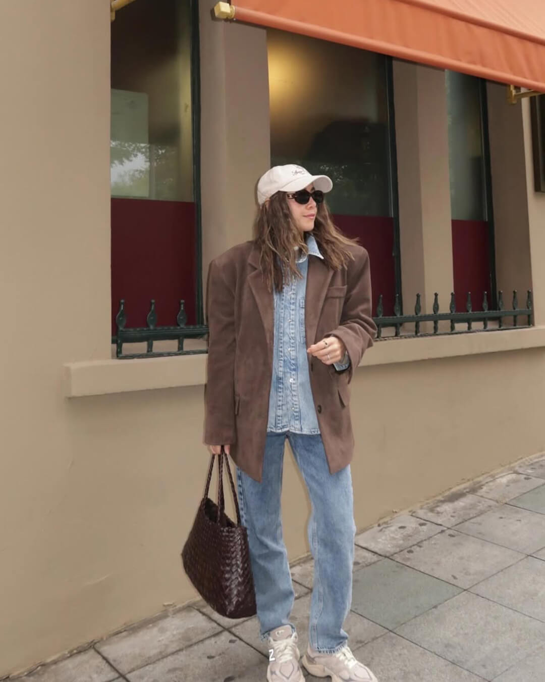 SEAME - Madeleine Vegan Leather Woven Bag Medium Brown Regular