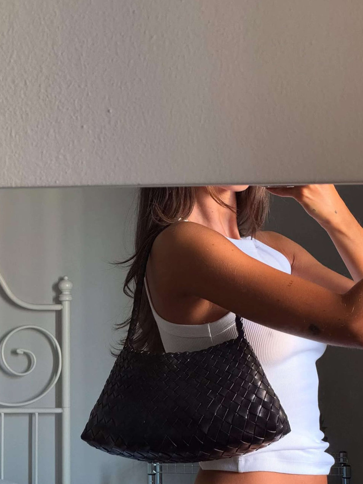 SEAME - Madeleine Vegan Leather Woven Bag Small Brown Small