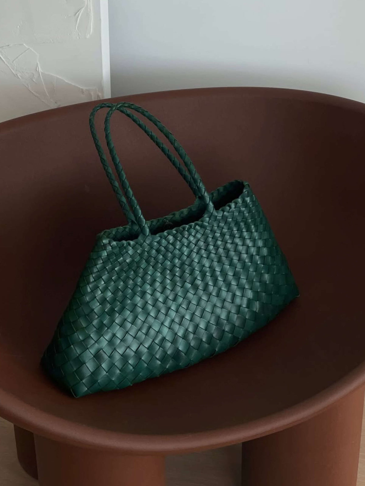 SEAME - Madeleine Vegan Leather Woven Bag Small Green Small