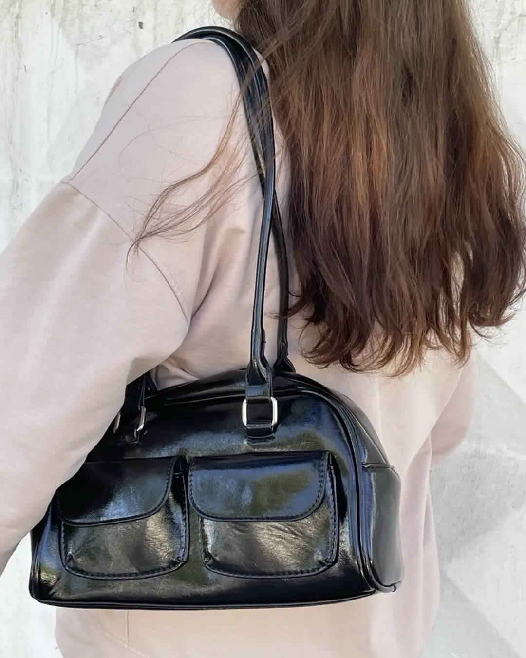 SEAME - Maelle Vegan Leather Pocket Bag Black Regular