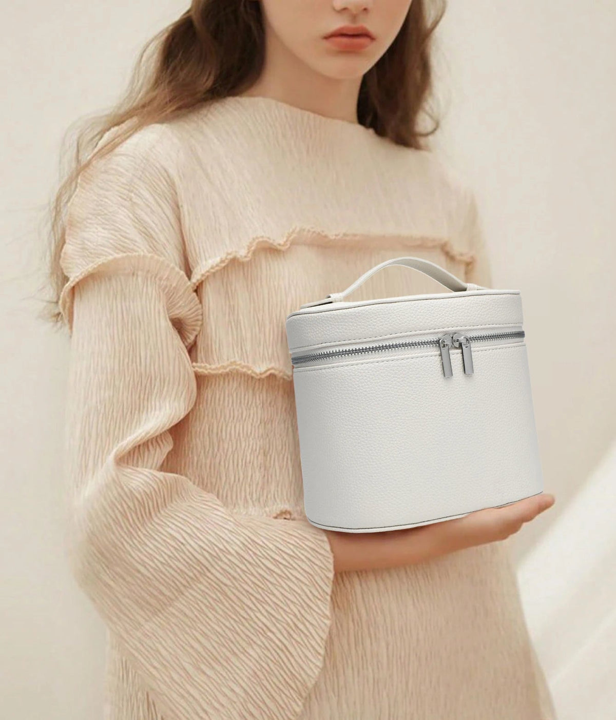 SEAME - Maricar - Travel Makeup Bag Organizer with Large Capacity & Stylish Design Creme Regular