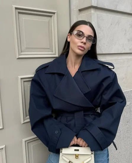 SEAME - Naomi Trench Coat Short Dark Blue S