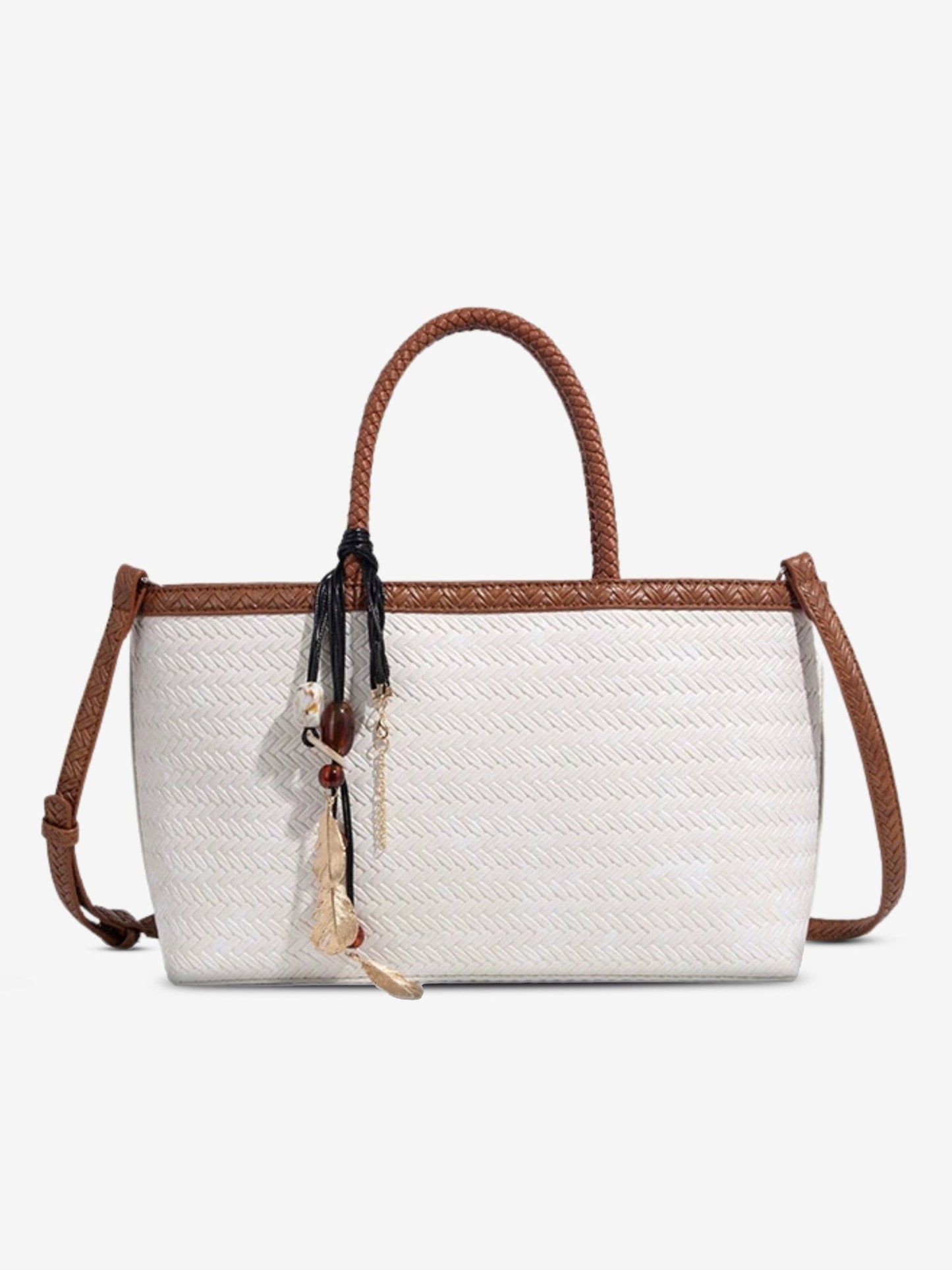 SEAME - SEAME - Isla Braided Tote Bag with Removable Strap & Charm White