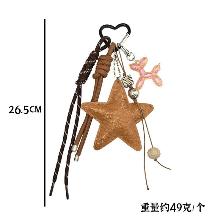 SEAME - Vegan Leather Star Keychain Pendant Brown