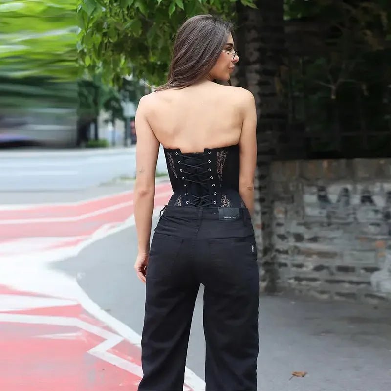 SEAME - Amalia Lace Corset Top Black M