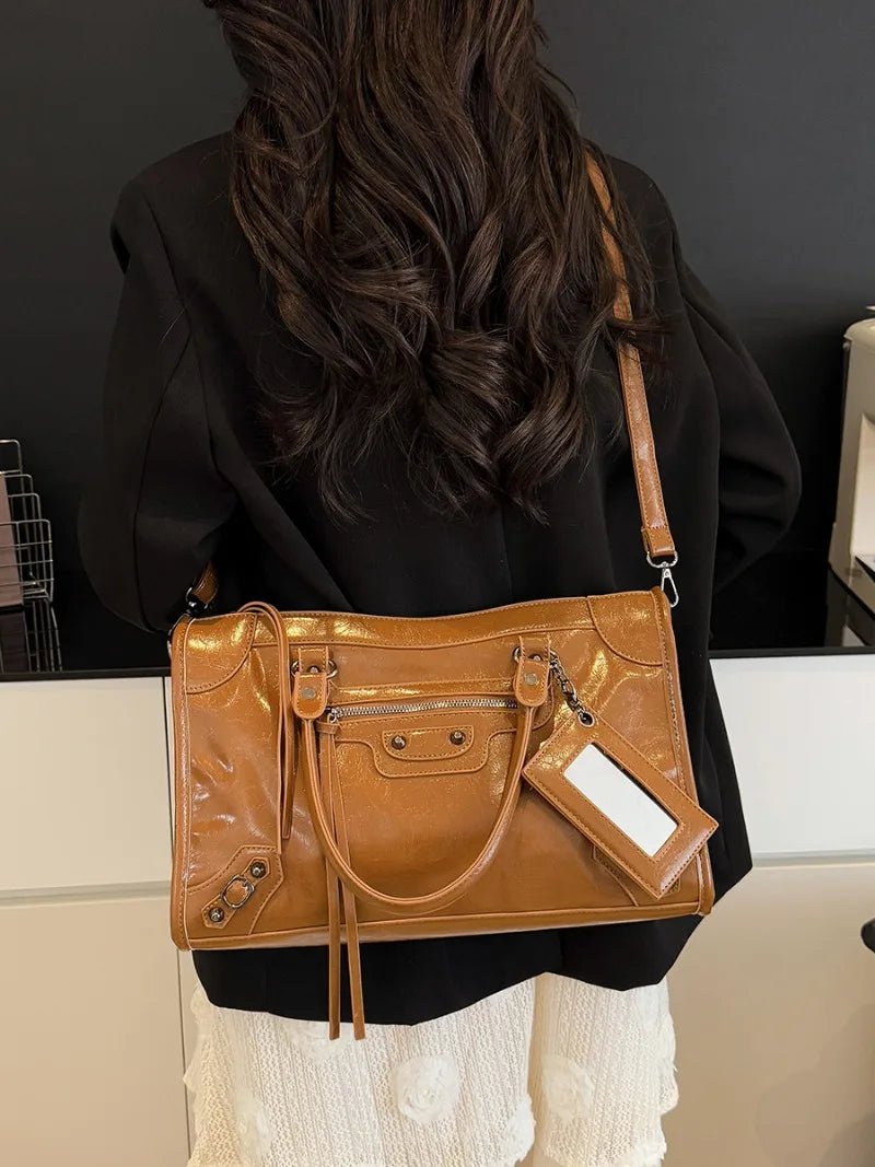 SEAME - Carmela - Stylish Handbag with Spacious Interior & Minimalist Design Brown