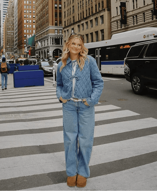 SEAME - Ivy Denim Jacket with Lace Design Blue S