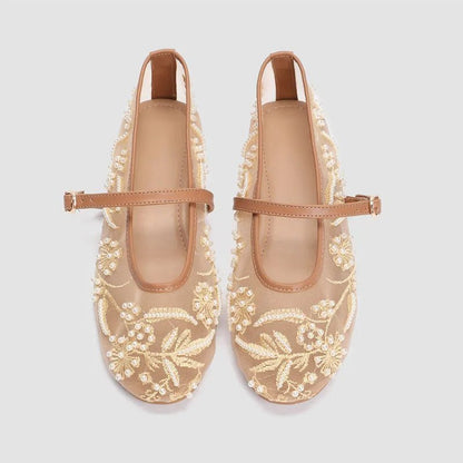 SEAME - Juliana Mesh Flat Shoes White 35