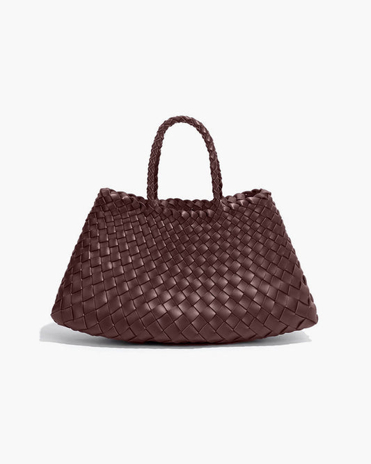SEAME - Madeleine Vegan Leather Woven Bag Medium Dark Brown Regular