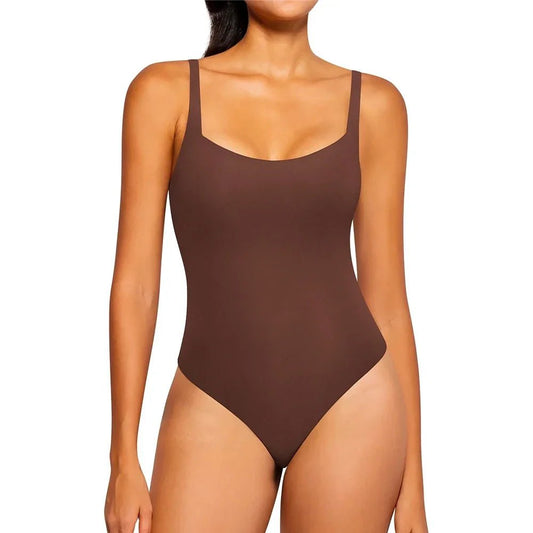 SEAME - Seame Square Shapewear Bodysuit Brown S