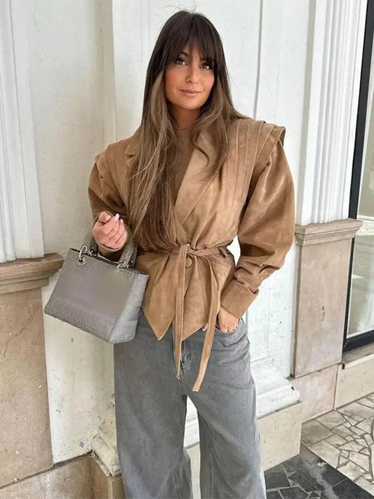 SEAME - Serena Leather Jacket Beige L